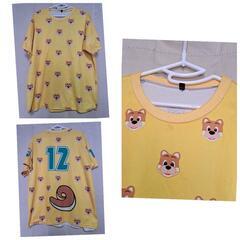 半袖黄Tシャツ M アニマル ペット 犬柄 子犬の画像