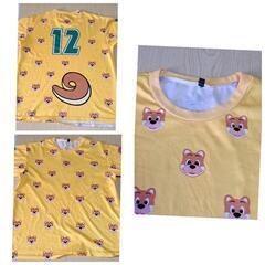 半袖黄Tシャツ M アニマル ペット 犬柄 子犬の画像
