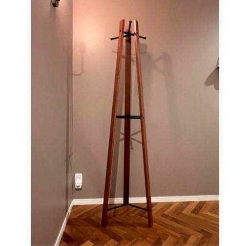 節約 ウォルナット材木製スリムハンガーラック kanademonoウォルナット