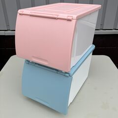 NITORI フタ付き収納ケース Nフラッテハーフ（ピンク/ブル...
