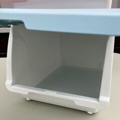 NITORI フタ付き収納ケース Nフラッテハーフ（ピンク/ブルー）２個セットの画像