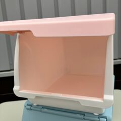 NITORI フタ付き収納ケース Nフラッテハーフ（ピンク/ブルー）２個セットの画像