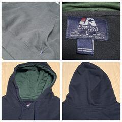 JAMERICA 長袖黒パーカー L 刺繍 フード ポケット スウェットの画像