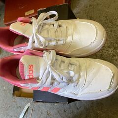 adidas アディダス スニーカー ジュニア キッズ 女の子 子供靴 ローカット 24.5cmの画像