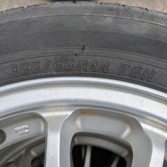 155/65R14　社外アルミ夏タイヤのセット　軽自動車全般　ZERIOUS　ゼリオズ　出光×ヨコハマ　セリアル0424  まだまだ使える7分山位！！　の画像