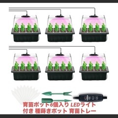 育苗ポット6個入り LEDライト付き 種蒔きポット 育苗トレー ...