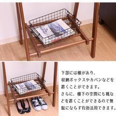 （無料にしました）木製ハンガーラック 75×45×147.8cm ブラウン 棚付きの画像