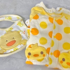 ひよこ柄コンビ3枚＆スタイ1枚セット