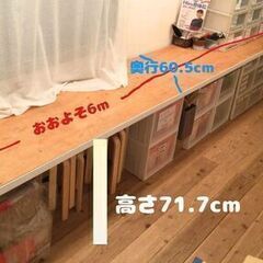 【とても長いデスク】木製天板机 長さ約200cm