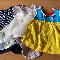 ベビー服　女の子　ロンパース　３枚セット　【中古品】
