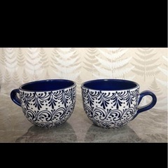 スペイン陶器　ハンドメイド　カップ2個