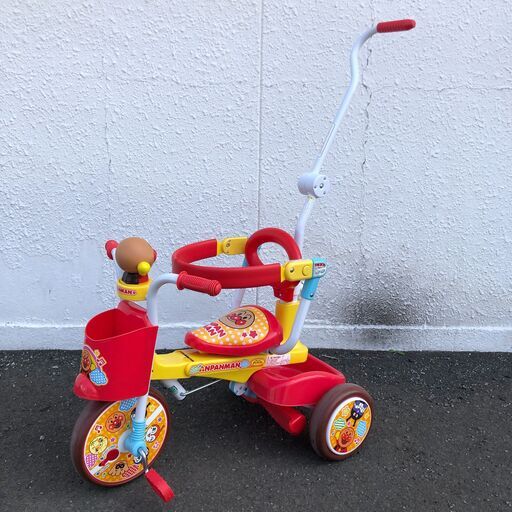 アンパンマン 三輪車 ハンドル付き 1~2歳 折り畳み 幼児用 赤