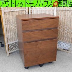 袖机 ニトリ プロモ 40 ミドルブラウン 木目調 キャスター付...
