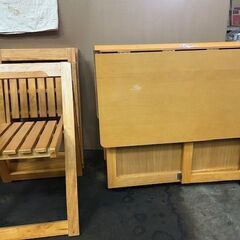 木製キッチンカウンターテーブル(木製椅子4脚付き）