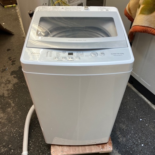 Y2505-328 AQUA 全自動電気洗濯機 AQW-GS50JBK 2021年製 5kg キズ汚れ有り