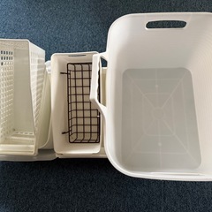 ソフトバスケット 収納用品 カゴ 引き出し ホワイト セット
