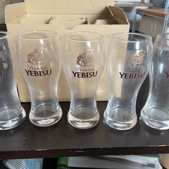 4個は未使用1個1、2回使用　YEBISU ビールグラス5個セット