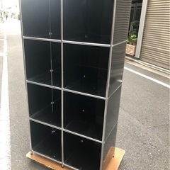 f●■【ガラージ】オープンラック4段2連/スチール棚・W78×D40×H159・ブラックの画像