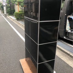 f●■【ガラージ】オープンラック4段2連/スチール棚・W78×D40×H159・ブラックの画像