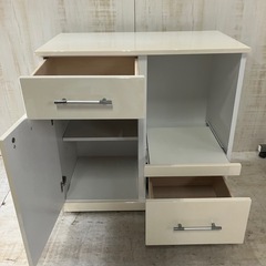 J188⭐️サン　レンジボード　キッチン収納家具　コンセント付き　ホワイトの画像