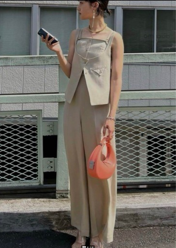 Ameri VEST SET BARE TOP ROMPERS ロンパース