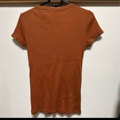 ユニクロ　テラコッタ　Tシャツ　　半袖　リブ　M レディースの画像
