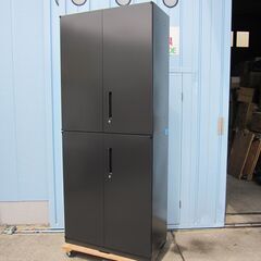 上下書庫セット　両開き/両開き　ブラック　鍵あり　ウチダ製HS