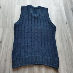 美品！45R　綿　インディゴ　 Vネック ニットベストの画像