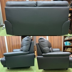 ※配送相談可/ニトリ【2Pソファー 合成皮革( MK02KD Nシールド BK)】ブラック 2人掛けソファー 　 の画像