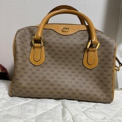 GUCCI ベージュ ロゴハンドバッグ 中型　オールドグッチ