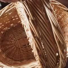 かわいい籐のバスケット、未使用品、3７x25x3６、キャンプ、お...