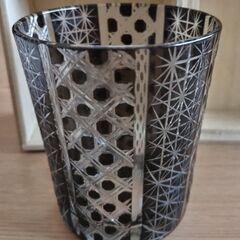 【未使用】切子グラス　黒　箱有