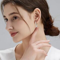 【新品・未使用】KRKC&CO フープピアス レディース シルバーピアス 一粒ジルコニア 幅15mm リングぴあす 両耳 ドロップピアス 金属アレルギー対応 14金メッの画像