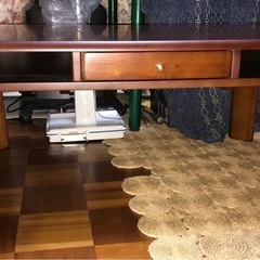 木製ローテーブル(折りたたみ式、引き出し2箇所)
