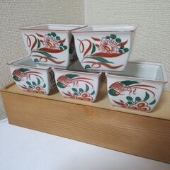 新品　たち吉創作陶器　京都橘吉　赤絵花鳥　小鉢　隅切八角形　縁起...