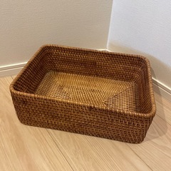 無印良品　重なるラタン長方形バスケット・小