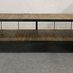 クラッシュゲート ディキシー ローボード 幅148 ニレ古材 スチール ヴィンテージ加工 インダストリアル TV台 中古家具 店頭引取歓迎 R9477の画像