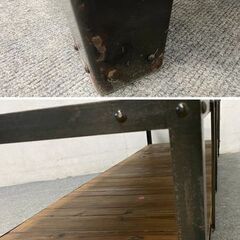 クラッシュゲート ディキシー ローボード 幅148 ニレ古材 スチール ヴィンテージ加工 インダストリアル TV台 中古家具 店頭引取歓迎 R9477の画像