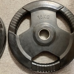 オリンピックラバープレート15kg4枚　バーベルプレート　ダンベ...