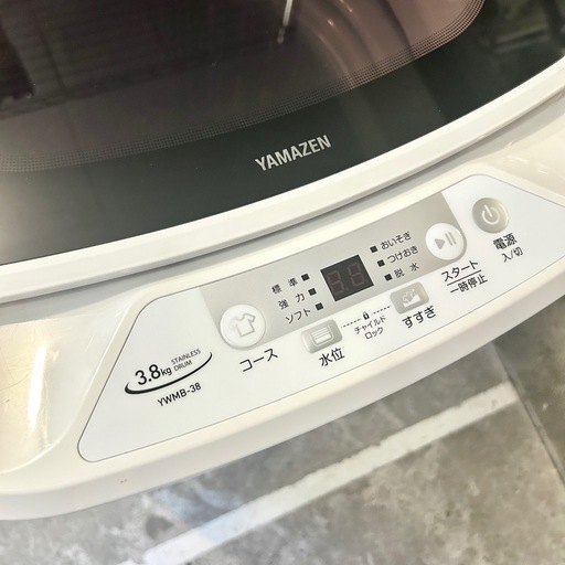 【武蔵小山店】 洗濯機 節水 一人暮らし 山善 YAMAZEN 23年製 全自動洗濯機 小型 省スペース 単身用 引っ越し家電 コンパクト 家電 中古 洗濯機 3.8kg 洗濯 格安 YWMB-38