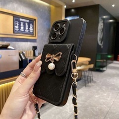 お取引中！アーガイル柄 リボン&チェック柄パールデザインiPhoneケースの画像