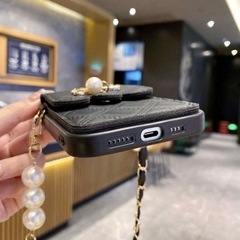 お取引中！アーガイル柄 リボン&チェック柄パールデザインiPhoneケースの画像