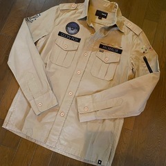 美品hvrleyARMYミリタリーワークシャツジャケットワッペンサバゲーハーレーM65モッズN3B長袖の画像