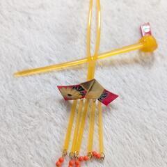 和　かんざし2本　赤×金