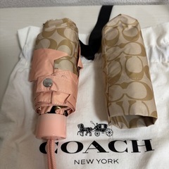新品未使用COACH 折りたたみ傘 ベージュ・ピンク