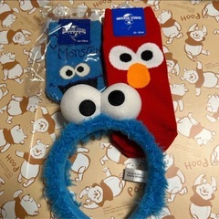 USJ クッキーモンスターカチューシャ　ソックス