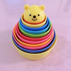 子ども おもちゃ コンビ コップがさね 知育 状態良好の画像