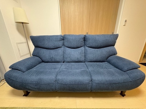 3人掛けソファ　ブルー