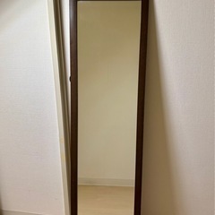 壁掛けもOK！全身鏡／120×31.5cm／ダークブラウンフレーム／