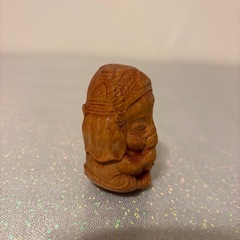 【宅配可能】手彫り・木彫りのガネーシャ像（6cm）／大地と祈りのエネルギー／石部屋保管・在庫整理／の画像